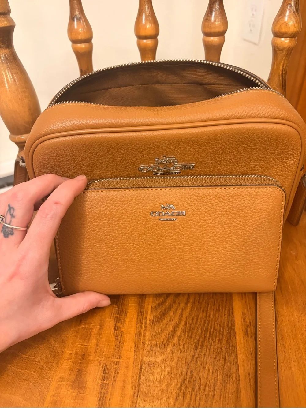 Coach Cognac Pebbled Leather Messenger Crossbody